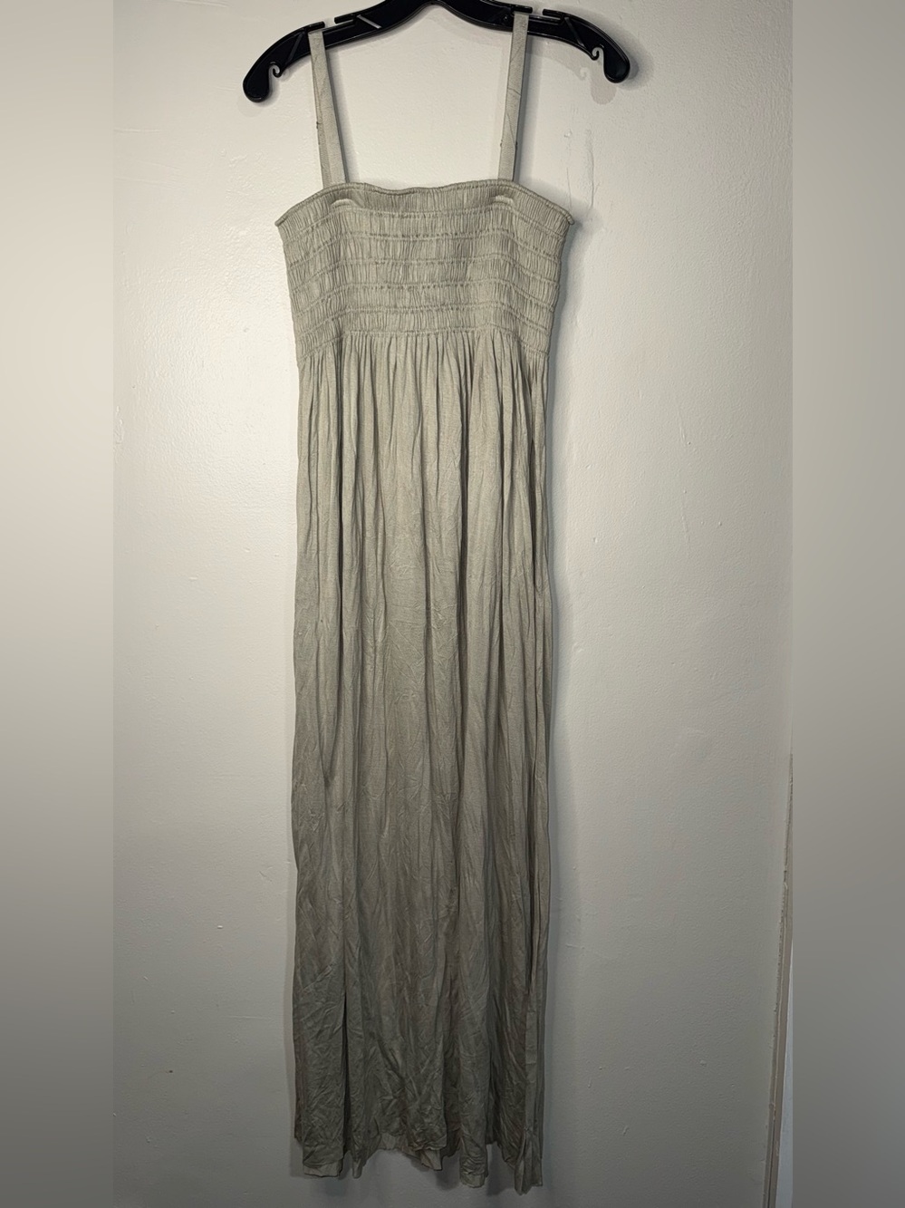J. Crew Smocked Strap Maxi Dress in Light Gray